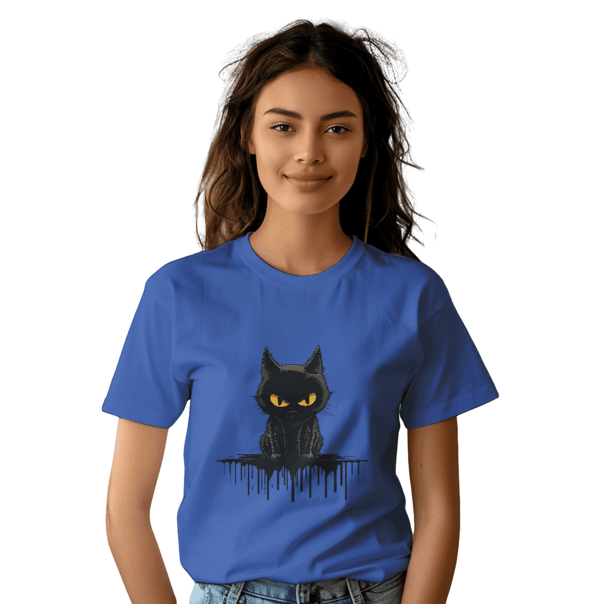 Black Cat Mystique T-Shirt with Unique Gothic Design True Royal