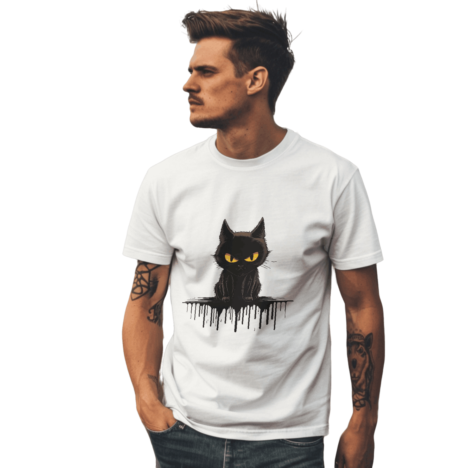 Black Cat Mystique T-Shirt with Unique Gothic Design