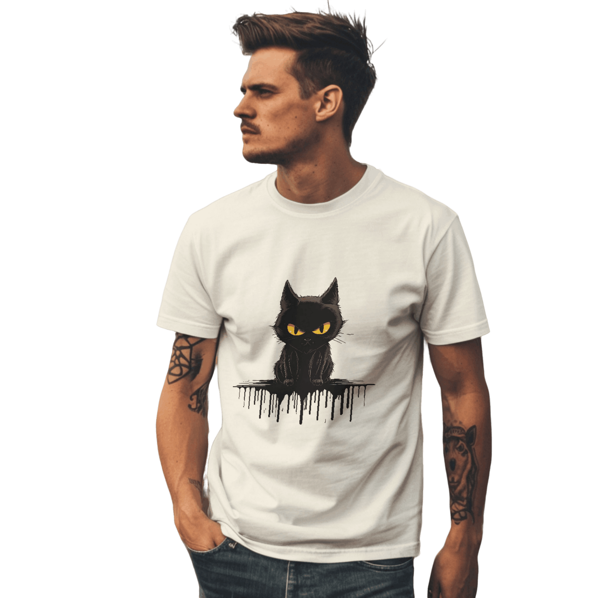 Black Cat Mystique T-Shirt with Unique Gothic Design