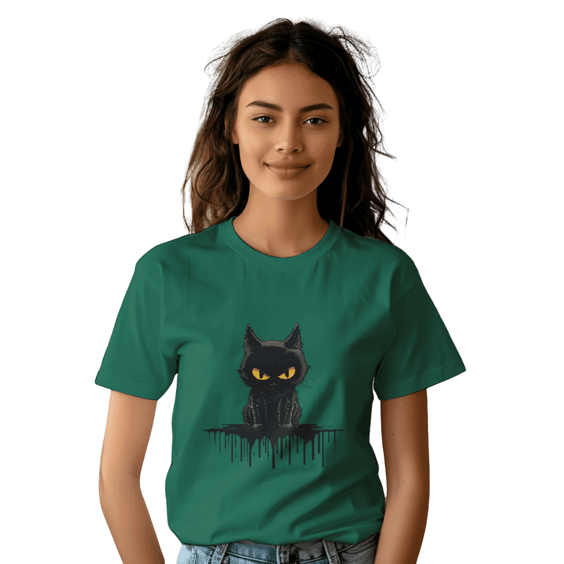 Black Cat Mystique T-Shirt with Unique Gothic Design Kelly