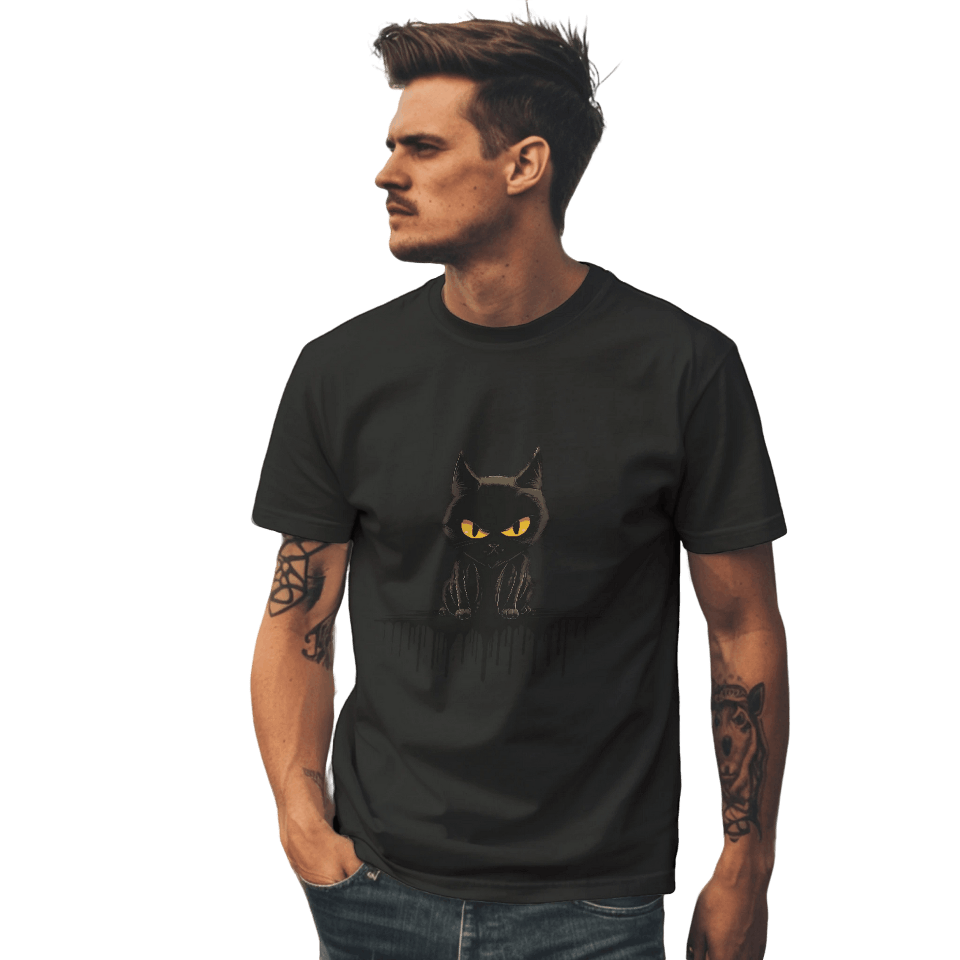 Black Cat Mystique T-Shirt with Unique Gothic Design