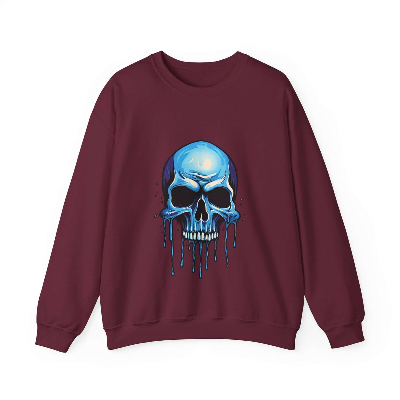 Blue Dripping Skull Crewneck Sweatshirt for Bold Fashion Statements