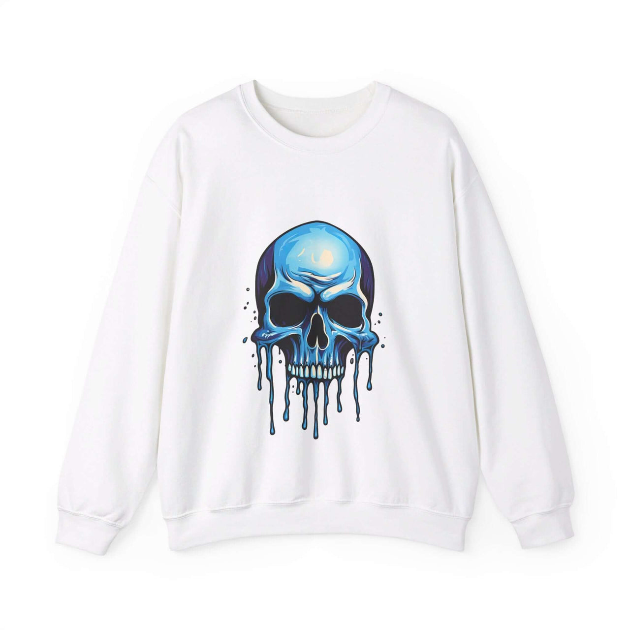 Blue Dripping Skull Crewneck Sweatshirt for Bold Fashion Statements