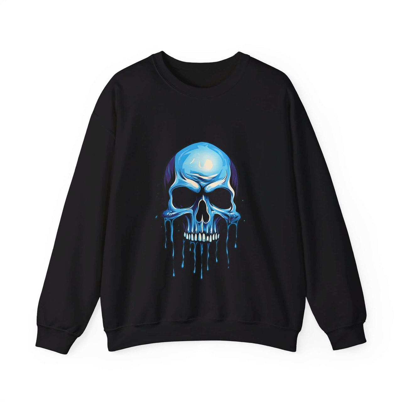 Blue Dripping Skull Crewneck Sweatshirt for Bold Fashion Statements