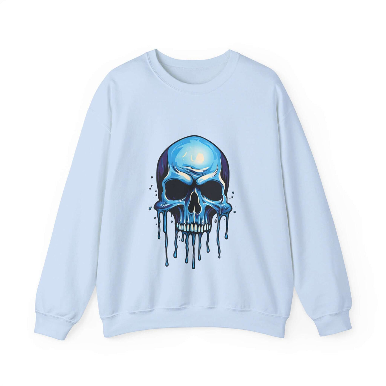 Blue Dripping Skull Crewneck Sweatshirt for Bold Fashion Statements