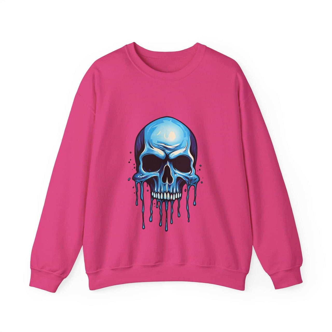 Blue Dripping Skull Crewneck Sweatshirt for Bold Fashion Statements