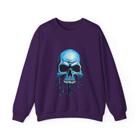 Thumbnail for Blue Dripping Skull Crewneck Sweatshirt for Bold Fashion Statements