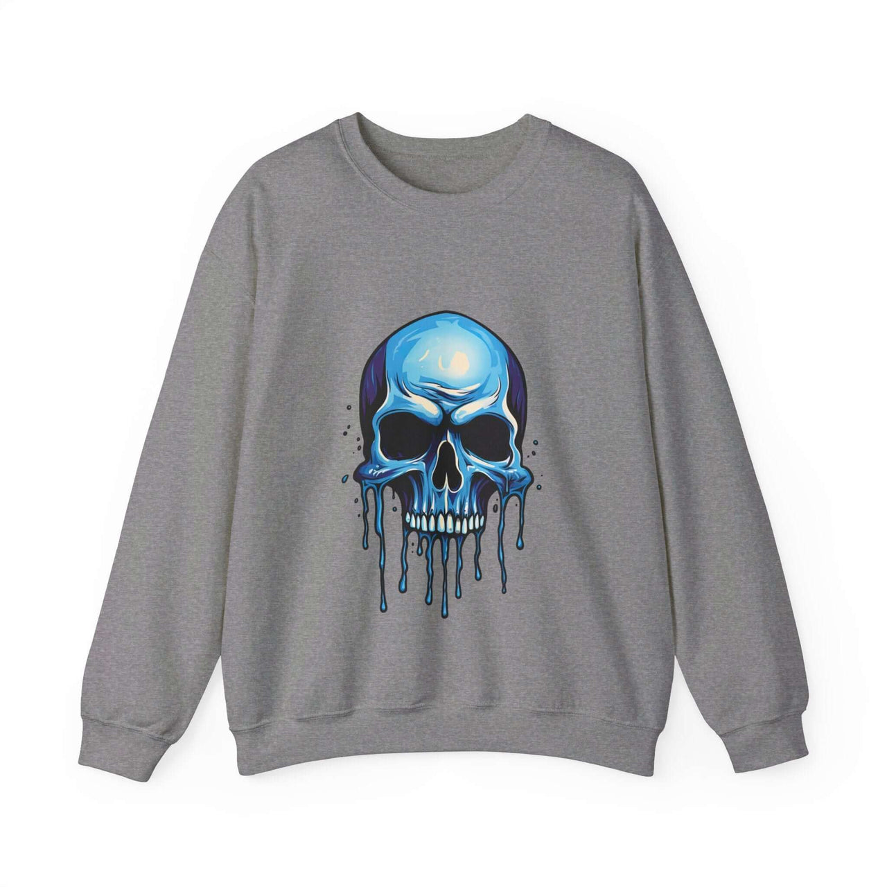 Blue Dripping Skull Crewneck Sweatshirt for Bold Fashion Statements