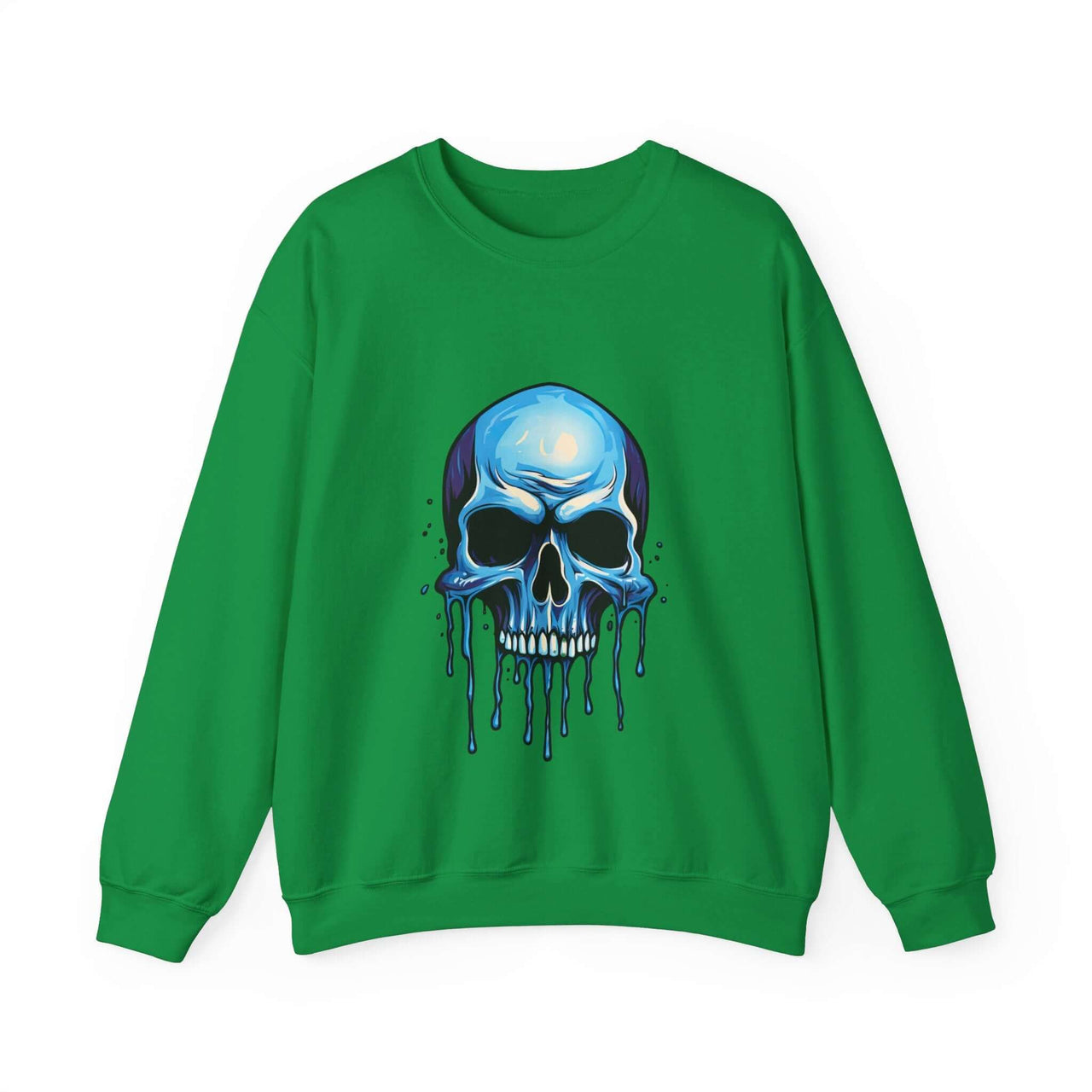 Blue Dripping Skull Crewneck Sweatshirt for Bold Fashion Statements