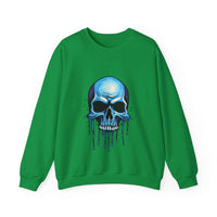 Thumbnail for Blue Dripping Skull Crewneck Sweatshirt for Bold Fashion Statements