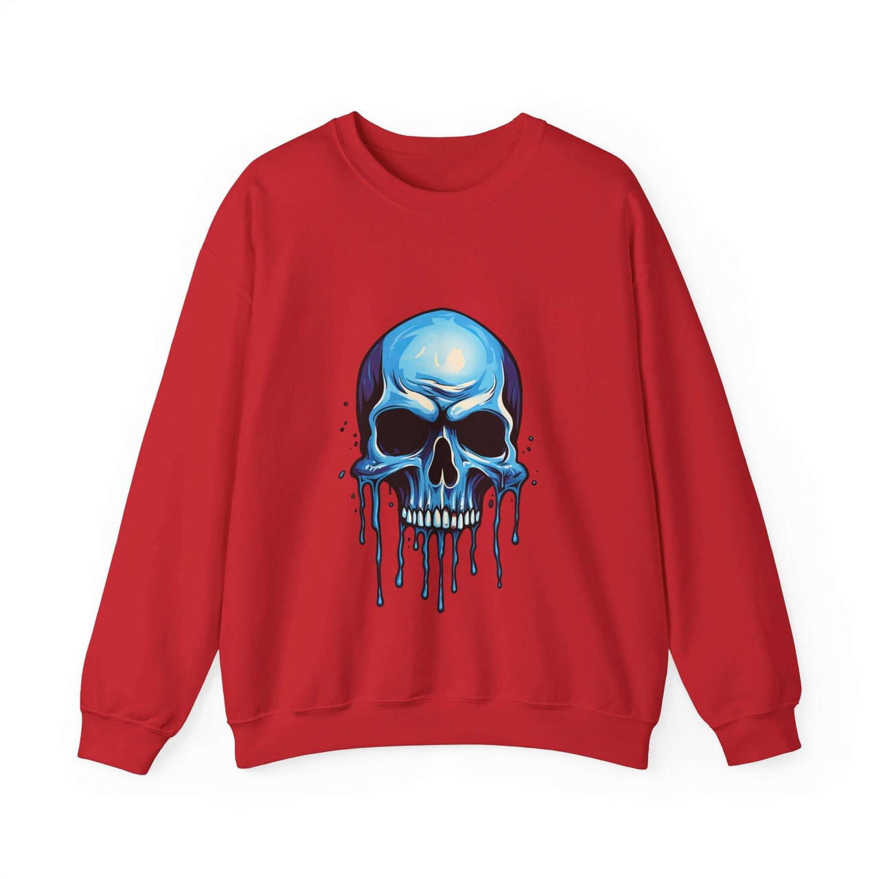 Blue Dripping Skull Crewneck Sweatshirt for Bold Fashion Statements