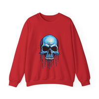 Thumbnail for Blue Dripping Skull Crewneck Sweatshirt for Bold Fashion Statements