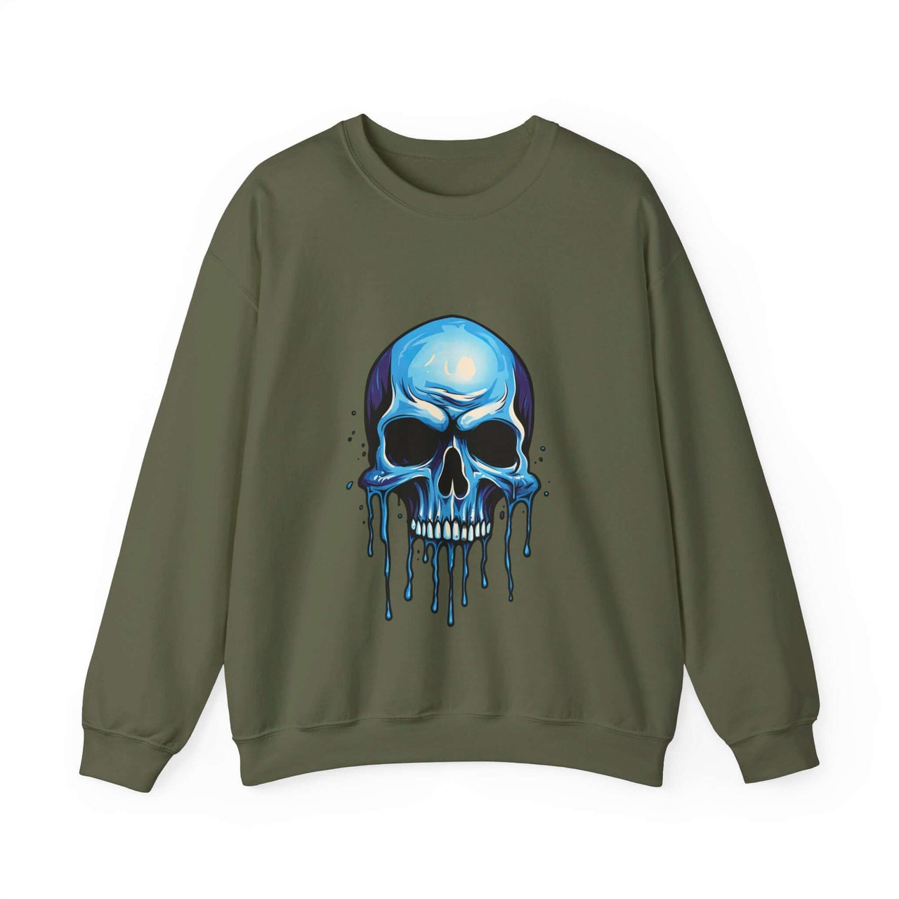 Blue Dripping Skull Crewneck Sweatshirt for Bold Fashion Statements