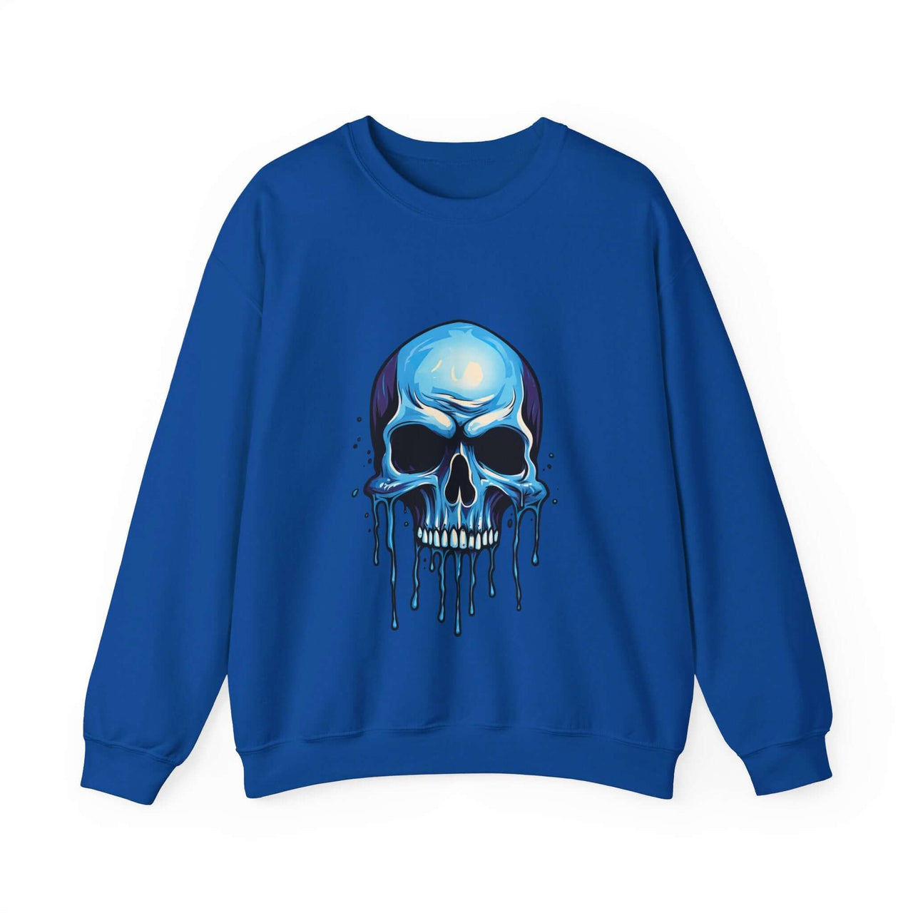 Blue Dripping Skull Crewneck Sweatshirt for Bold Fashion Statements