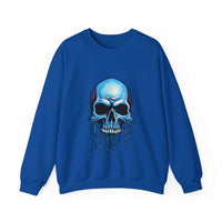 Thumbnail for Blue Dripping Skull Crewneck Sweatshirt for Bold Fashion Statements