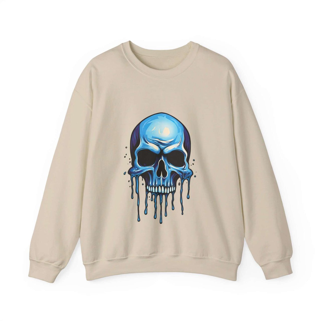 Blue Dripping Skull Crewneck Sweatshirt for Bold Fashion Statements