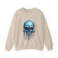 Thumbnail for Blue Dripping Skull Crewneck Sweatshirt for Bold Fashion Statements