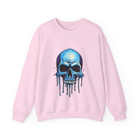 Thumbnail for Blue Dripping Skull Crewneck Sweatshirt for Bold Fashion Statements