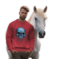 Thumbnail for Blue Dripping Skull Crewneck Sweatshirt for Bold Fashion Statements Red