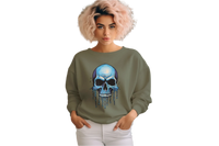 Thumbnail for Blue Dripping Skull Crewneck Sweatshirt for Bold Fashion Statements