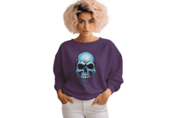 Thumbnail for Blue Dripping Skull Crewneck Sweatshirt for Bold Fashion Statements