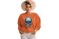 Thumbnail for Blue Dripping Skull Crewneck Sweatshirt for Bold Fashion Statements