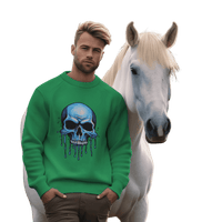 Thumbnail for Blue Dripping Skull Crewneck Sweatshirt for Bold Fashion Statements Irish Green