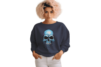 Thumbnail for Blue Dripping Skull Crewneck Sweatshirt for Bold Fashion Statements