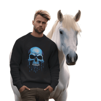 Thumbnail for Blue Dripping Skull Crewneck Sweatshirt for Bold Fashion Statements Black