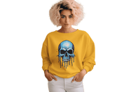 Thumbnail for Blue Dripping Skull Crewneck Sweatshirt for Bold Fashion Statements