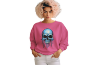 Thumbnail for Blue Dripping Skull Crewneck Sweatshirt for Bold Fashion Statements