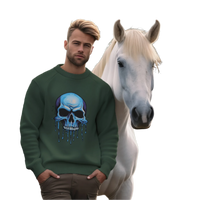 Thumbnail for Blue Dripping Skull Crewneck Sweatshirt for Bold Fashion Statements Forest Green