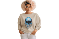 Thumbnail for Blue Dripping Skull Crewneck Sweatshirt for Bold Fashion Statements