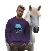 Thumbnail for Blue Dripping Skull Crewneck Sweatshirt for Bold Fashion Statements Purple