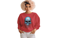 Thumbnail for Blue Dripping Skull Crewneck Sweatshirt for Bold Fashion Statements