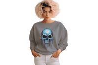 Thumbnail for Blue Dripping Skull Crewneck Sweatshirt for Bold Fashion Statements