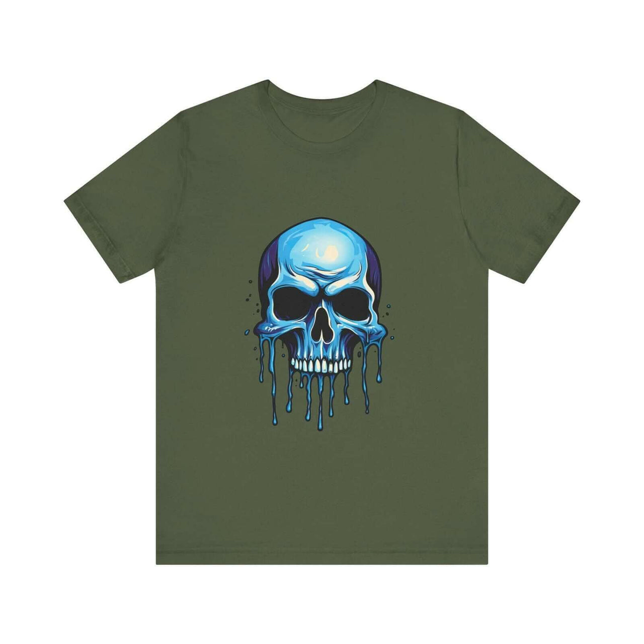 Blue Dripping Skull T-Shirt for Bold Self-Expression and Artistic Style