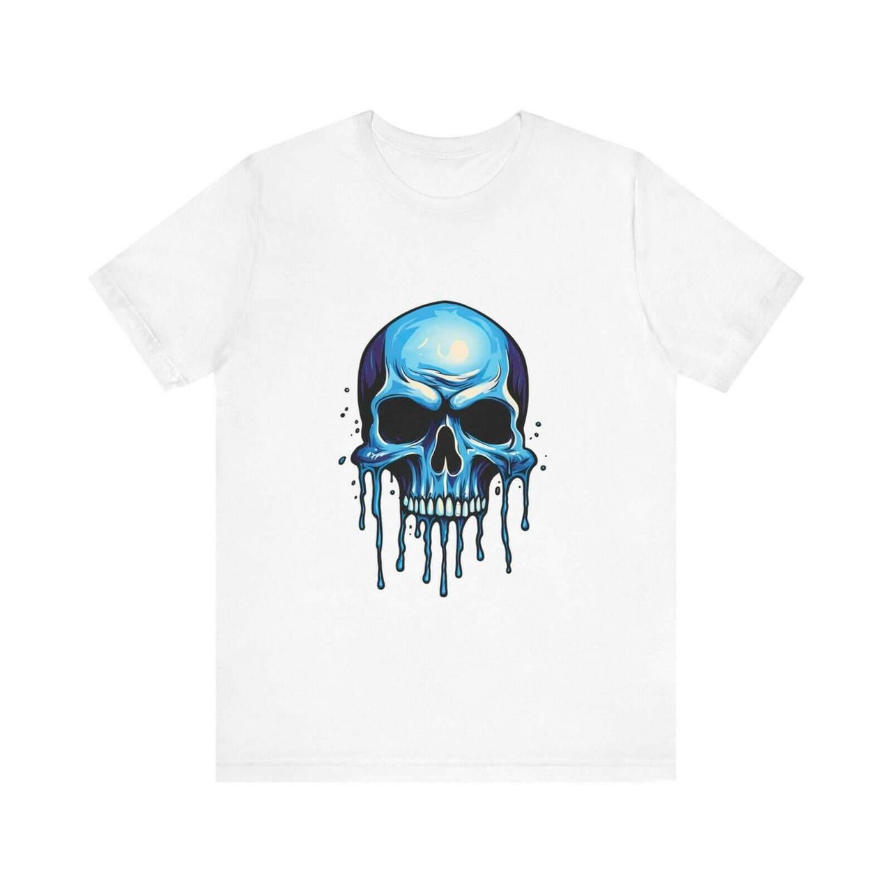 Blue Dripping Skull T-Shirt for Bold Self-Expression and Artistic Style