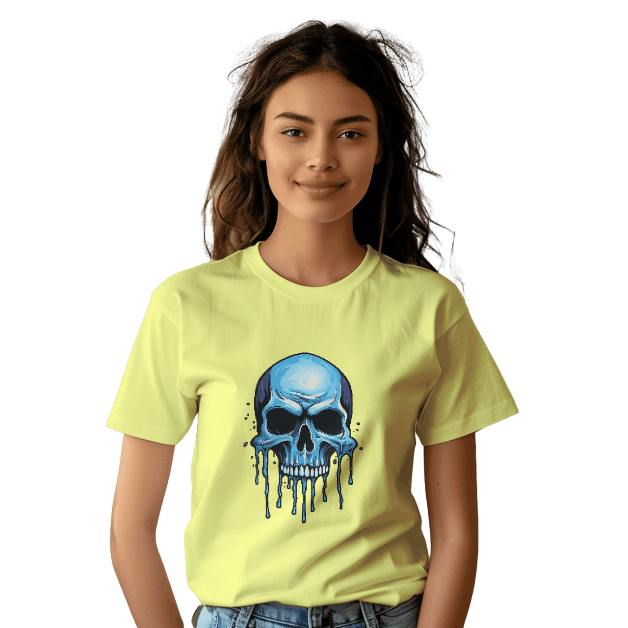 Blue Dripping Skull T-Shirt for Bold Self-Expression and Artistic Style