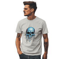 Thumbnail for Blue Dripping Skull T-Shirt for Bold Self-Expression and Artistic Style Silver