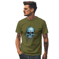 Thumbnail for Blue Dripping Skull T-Shirt for Bold Self-Expression and Artistic Style Olive