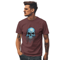 Thumbnail for Blue Dripping Skull T-Shirt for Bold Self-Expression and Artistic Style Maroon