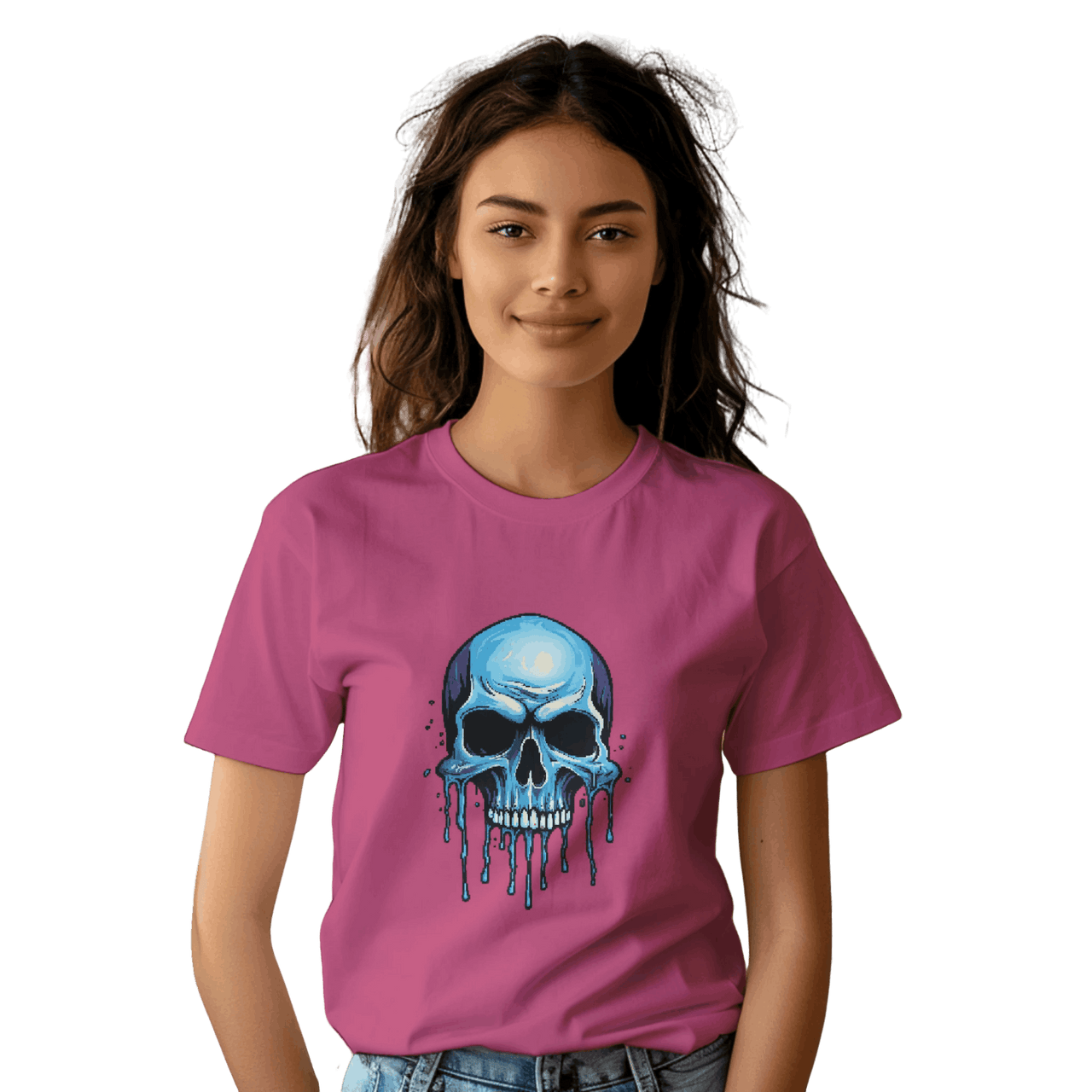 Blue Dripping Skull T-Shirt for Bold Self-Expression and Artistic Style