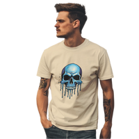 Thumbnail for Blue Dripping Skull T-Shirt for Bold Self-Expression and Artistic Style Soft Cream