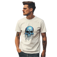 Thumbnail for Blue Dripping Skull T-Shirt for Bold Self-Expression and Artistic Style Natural