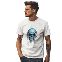 Thumbnail for Blue Dripping Skull T-Shirt for Bold Self-Expression and Artistic Style White