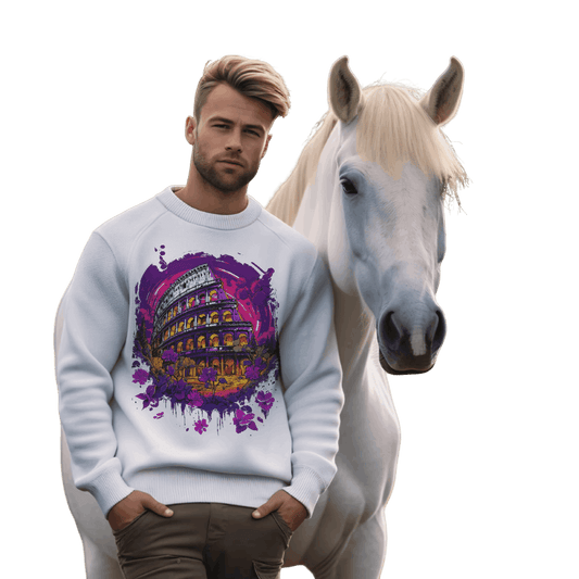 Colosseum Crewneck Sweatshirt: Artful Design Meets History White