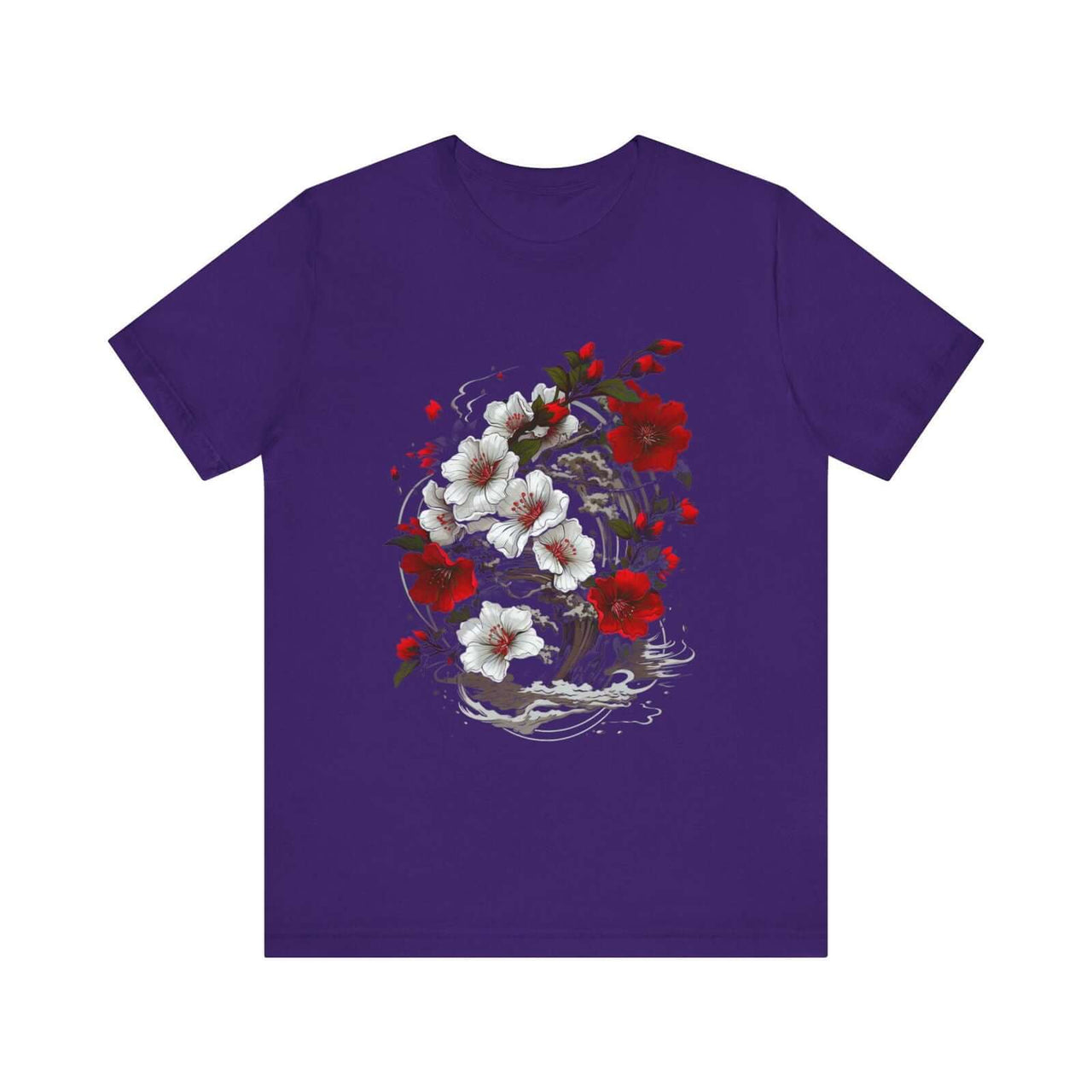 Elegant Japanese Flowers T-Shirt with Stunning Blossom Design