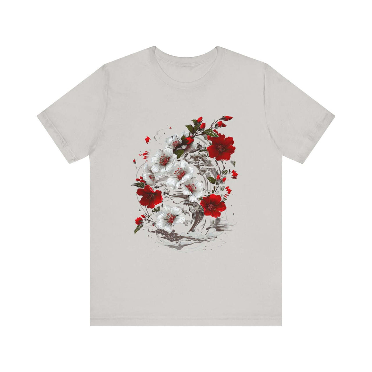 Elegant Japanese Flowers T-Shirt with Stunning Blossom Design