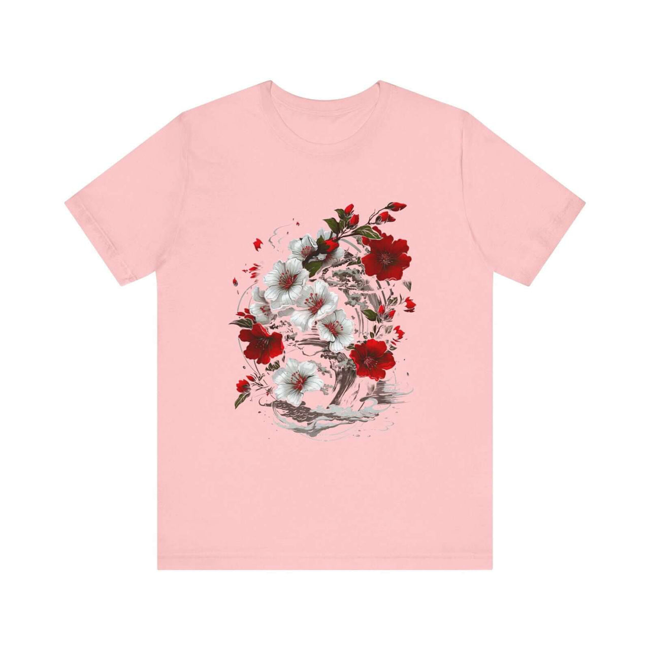 Elegant Japanese Flowers T-Shirt with Stunning Blossom Design